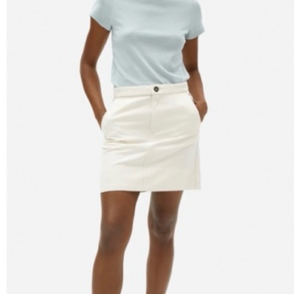 Everlane Cream the Canvas Stamp Mini Skirt Size 10